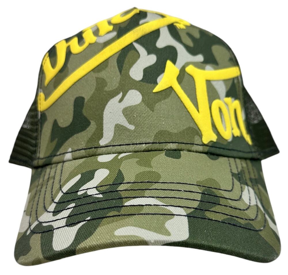 Von Dutch Trucker Hat Olive Canvas Camo Snapback Cap